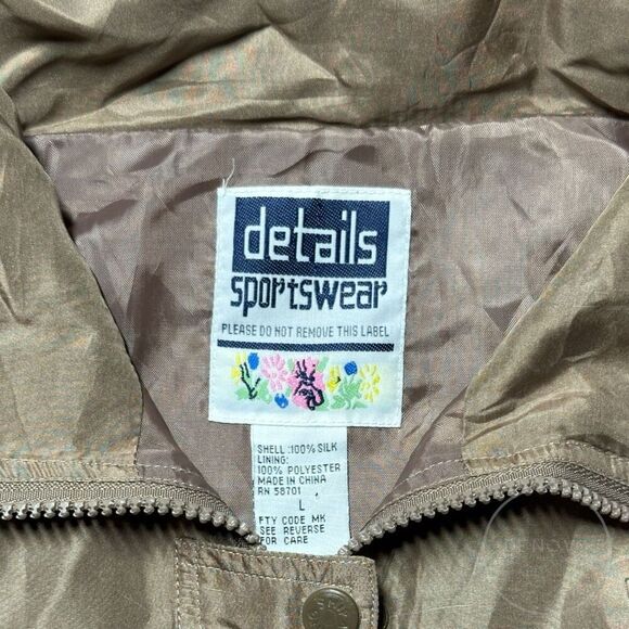 Vintage Details Sportswear Women's Snap Zippered Winbreaker Jacket Large Brown - Picture 2 of 7